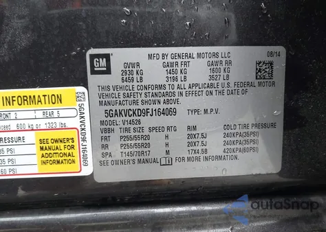 2015 Buick Enclave Premium from USA, damaged, VIN 5GAKVCKD9FJ164069